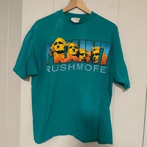 Vintage Single Stitch Turquoise Mount Rushmore Graphic T-Shirt